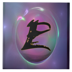 Azulejo Calligrafía E Monograma Inicial Tile Cerámico