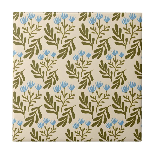 Azulejo  Calm and Natural: Blue Flower Seamless Pattern (Frente)