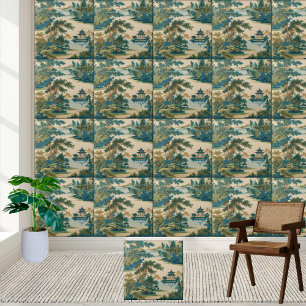 Azulejo Calm Garden y Pagoda Chinoiserie Tile