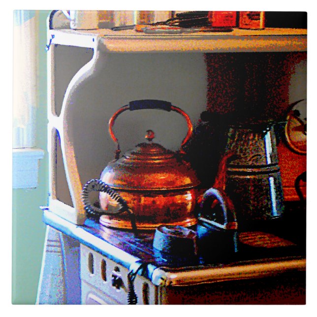 Azulejo Calzado de té de cobre en Stove (Frente)