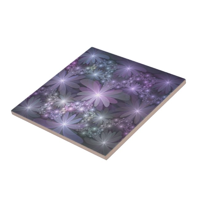 Azulejo Cama de flores arte fractal abstracto brillante de (Lado)
