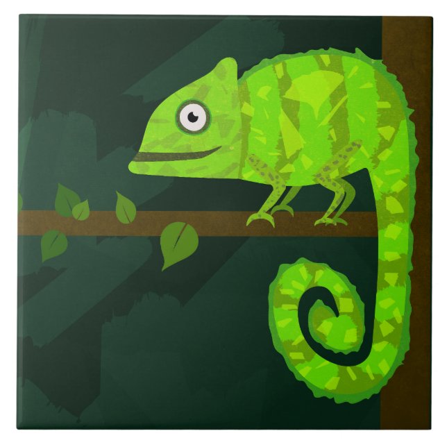Azulejo Camaleón verde lindo (Frente)