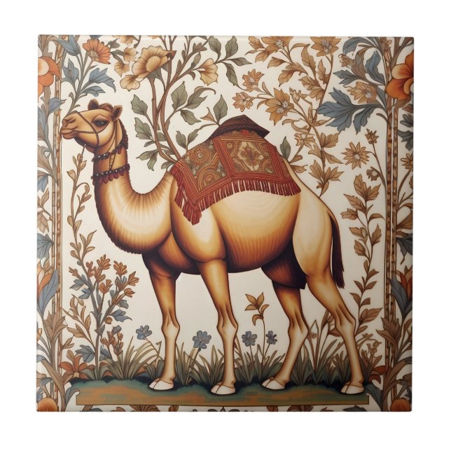 Azulejo Camello Elegante Inspirado en Floral de William Mo (Frente)
