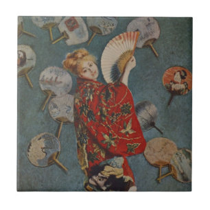 Azulejo Camille Monet con traje japonés por Claude Monet