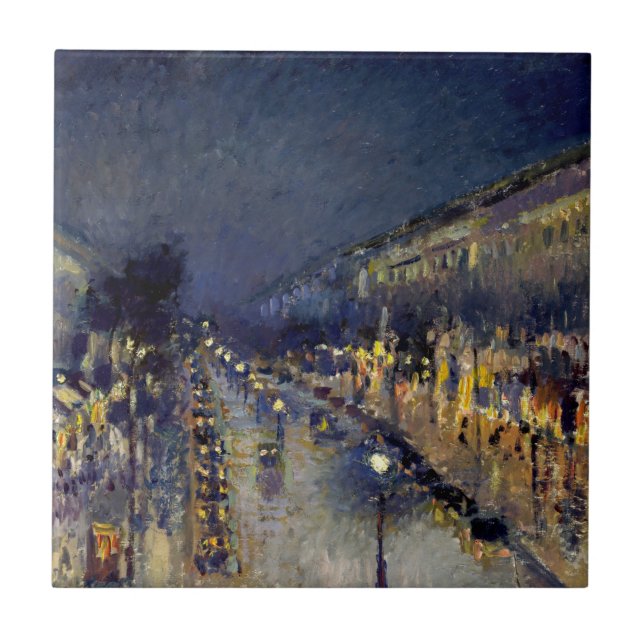 Azulejo Camille Pissarro - Boulevard Montmartre de noche (Frente)
