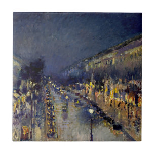 Azulejo Camille Pissarro - Bulevar Montmartre de noche
