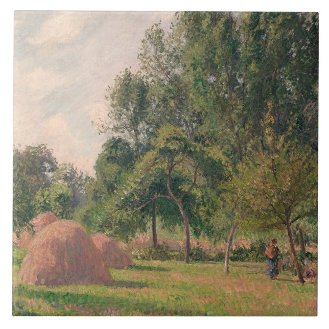 Azulejo Camille Pissarro - Haystacks, mañana, Eragny (Frente)