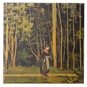 Azulejo Caminando al borde del bosque (por Ferdinand Hodle