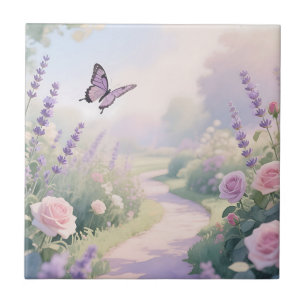 Azulejo Camino de Mariposas en el Soñador Jardín de Rosas