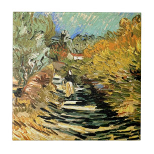Azulejo Camino en Saint-Rémy con figura por Vincent van Go