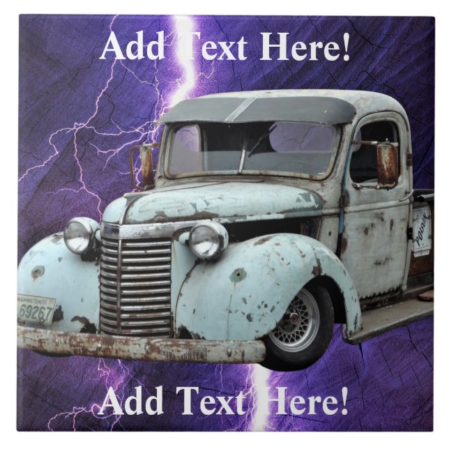 Azulejo Camión azul vintage (Frente)