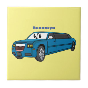 Azulejo Camión de personalizado limusina azul muy feliz