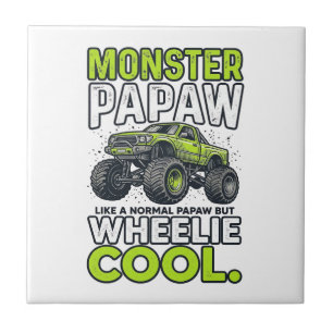 Azulejo Camión Monstruo Papá Wheelie Cool Divertido Diseño