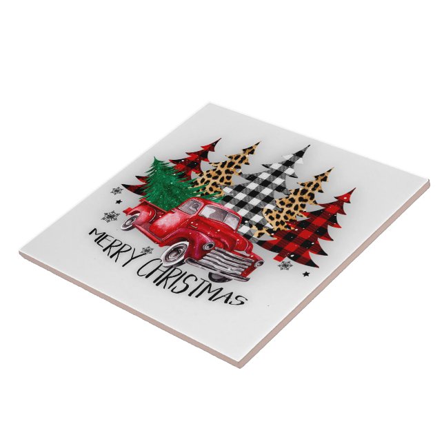 Azulejo Camión y árboles de Feliz Navidad (Lado)