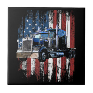 Azulejo Camionero Conductor De Camión De Bandera Estadouni