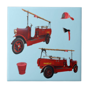 Azulejo Camiones Antiguos De Lucha Contra Incendios Y Eca,