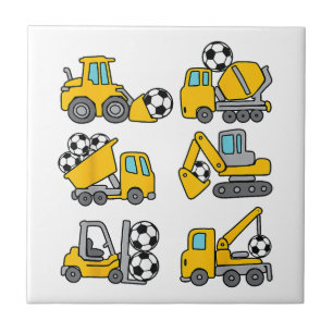 Azulejo Camiones de construcción de fútbol para niños de b