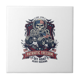 Azulejo Camioneta Monstruo Patriótica 1776 Calavera Fuera
