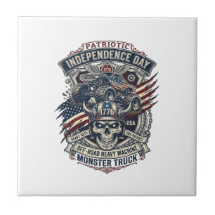 Azulejo Camioneta Monstruo Patriótica 1776 Fuera de Carret