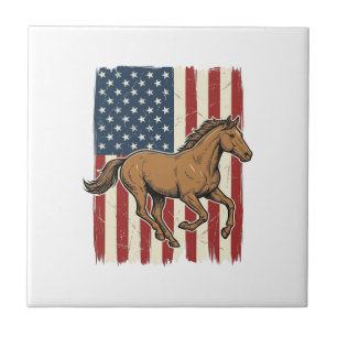 Azulejo Camisa de diseño de bandera patriótica de caballo