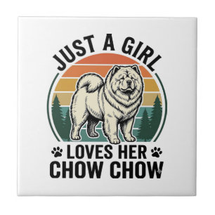 Azulejo Camisa de perro Chow Chow Arte de chica vintage am