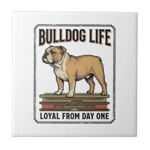 Azulejo Camiseta Amante del Bulldog Arte de Perro Grabado
