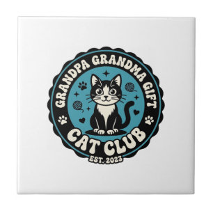 Azulejo Camiseta Arte Abuelo Abuela Gato Regalo Amante Mas