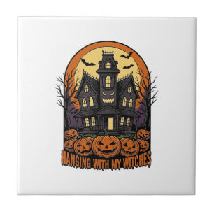 Azulejo Camiseta Casa Embrujada de Halloween Amigos Brujas