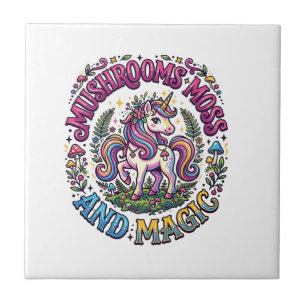 Azulejo Camiseta comercial de hongos musgo y magia de unic