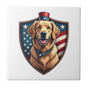 Azulejo Camiseta con grabado de Golden Retriever Patriótic