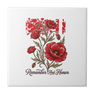Azulejo Camiseta conmemorativa vintage Amapola Roja Recuer