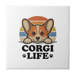 Azulejo Camiseta Corgi Life Grabado Vintage Arte Amante Pe