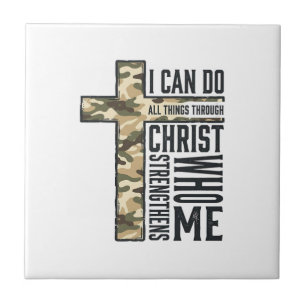 Azulejo Camiseta Cristiana Cruz de Fe Puedo Hacer Todas la
