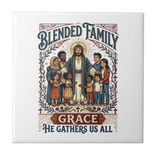 Azulejo Camiseta Cristiana de Familia Mixta de Jesús