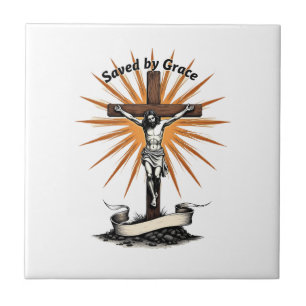 Azulejo Camiseta cristiana de grabado vintage de fe de cru