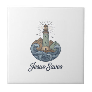 Azulejo Camiseta Cristiana Faro Vintage Jesús Salva_1