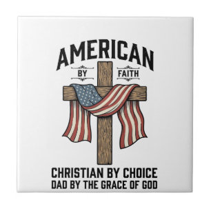 Azulejo Camiseta Cruz Patriótica Padre Cristiano por Fe Es