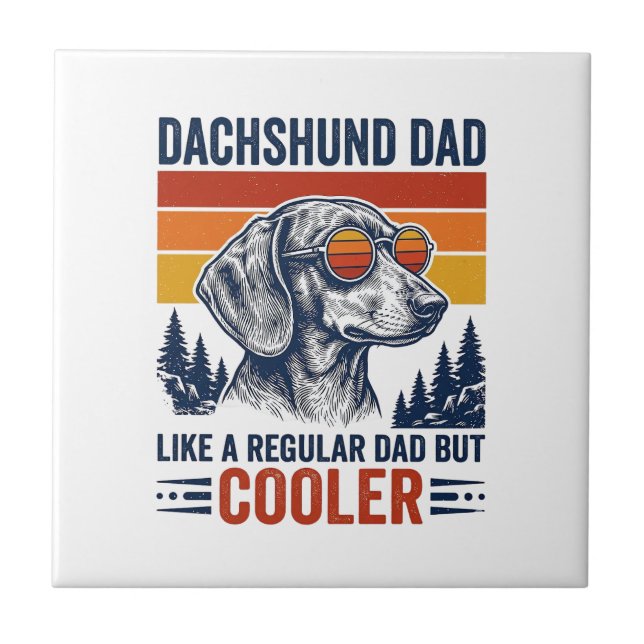 Azulejo Camiseta Dachshund Papá Como un Papá Normal Pero M (Frente)