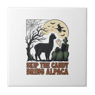 Azulejo Camiseta de Alpaca de Halloween Lindo Espeluznante
