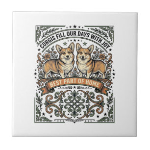 Azulejo Camiseta de Amante de Corgi Grabado Vintage Diseño