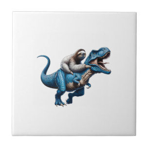 Azulejo Camiseta de amante de dinosaurios T-Rex montando p