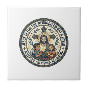 Azulejo Camiseta de ánimo neurodivergente de Jesús Inspira
