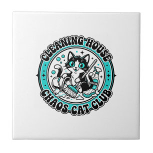 Azulejo Camiseta de Arte para Amantes de Gatos y Caos en l