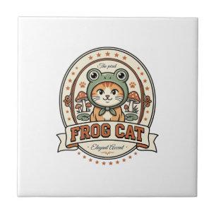 Azulejo Camiseta de arte vectorial vintage de gato rana Fr