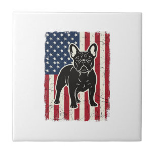 Azulejo Camiseta de bandera de bulldog francés patriótico 