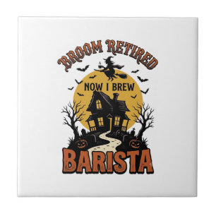 Azulejo Camiseta de Barista de Halloween Bruja Divertida C