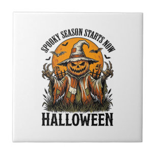 Azulejo Camiseta de Bruja Calabaza Espantapájaros de Hallo