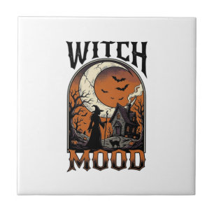 Azulejo Camiseta de Bruja de Halloween Diseño Antiguo de L