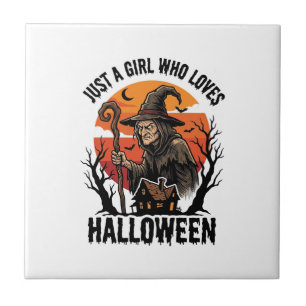 Azulejo Camiseta de Bruja de Halloween Grabado Vintage Dis
