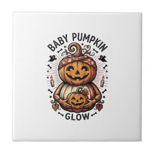 Azulejo Camiseta de calabaza de embarazo Halloween Belly D